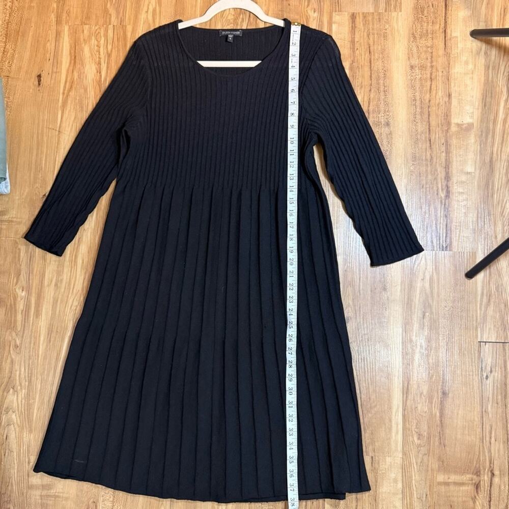Eileen Fisher Washable Wool Rib Release Pleat Knit Dress Size M - Picture 6 of 9